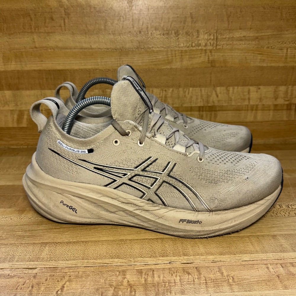 Asics Gel-Nimbus 26 Mens Running Shoes Tan Beige 1011B794 Size 9